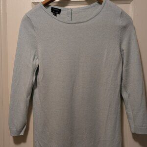 Pale Blue Talbots Cashmere 3/4 Sleeve Sweater w/ Rhinestone Back Buttons, Size M